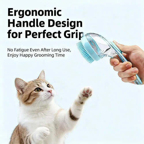 Vista 7 de This 6-in-1 pet grooming kit is designed specifically for Devon Rex cats and includes a brush, pin brush, shampoo dispenser, grooming gloves, nail