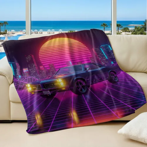 Vista 11 de Cyber Synthwave GTO Neon Retro Flannel Blanket, Super Soft Cozy Bed Throw, Versatile Throw Blanket for Bedroom & Sofa Decor (04,30 x 40in)