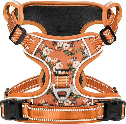 Vista 21 de HEELE Arnés para perro pequeño sin tirones con mango suave, arnés reflectante ajustable, color negro, XS Reflective Front Clip Vest with Control