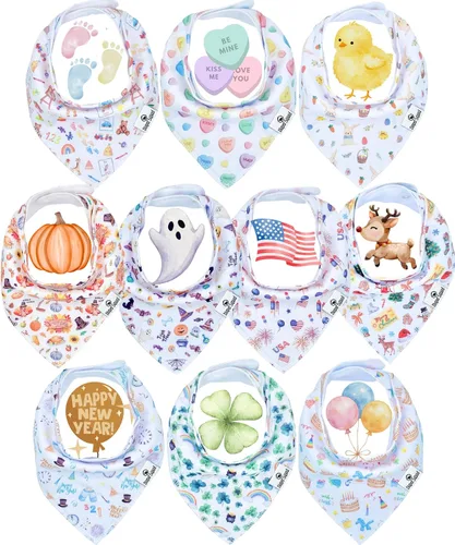 Vista 37 de Diaper Squad 10-Pack Organic Cotton Baby Bibs for Baby Boy, Girl Básicos (5 unidades)