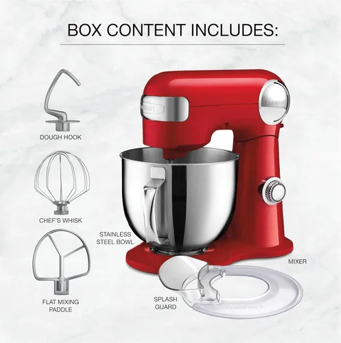 Vista 8 de CUISINART SM-50R Precision Master - Batidora de pie de 5,5 cuartos de galón (5,2 L), color rojo