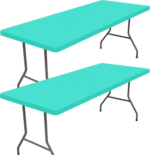 Moosfor Paquete de 2 manteles rectangulares de elastano de 4 pies, elásticos y ajustables para pícnic, cubierta de mesa de patio elástica y lavable