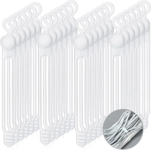 Vista 14 de Nuanchu 40 bridas de silicona para cables, 4.17 pulgadas, blanco, gris