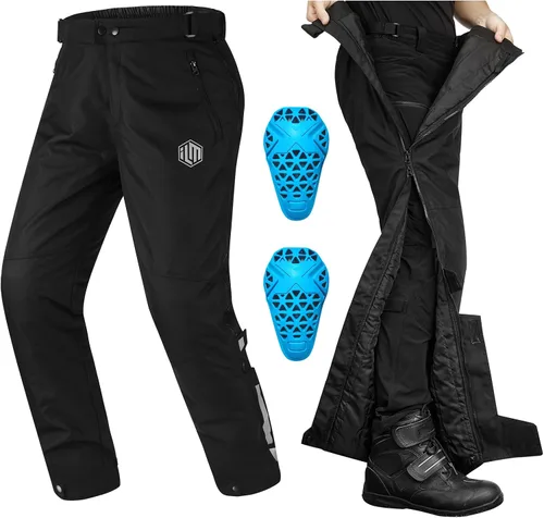 ILM - Pantalones desmontables de motocicleta para invierno para hombre, blindados CE 2 con cremallera completa en las piernas, para clima frío