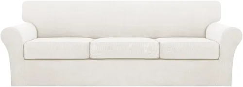 Vista 94 de Turquoize 2 fundas para sillas de sala de estar, funda de sofá con fundas de cojín individuales, funda de muebles para sillas (silla, beige biscotti)