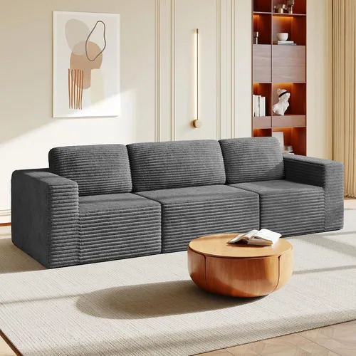 Vista 39 de Vesgantti Sofá modular de 119 pulgadas, sofá de pana con asiento profundo y soporte de resortes, sofá de diseño flexible de 3 plazas, sofá sin hueso