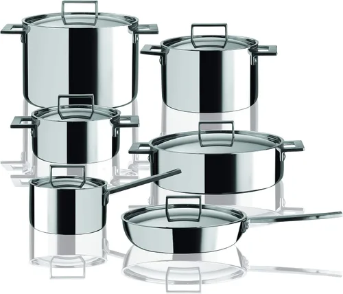 MEPRA Attiva 30180012 - Juego de utensilios de cocina de 12 piezas, acabado de acero inoxidable, utensilios de cocina lavables a mano