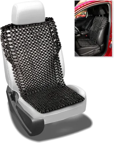 Zento Deals Funda de asiento con cuentas de madera real, cojín de masaje de madera real, reduce la fatiga del automóvil, camión o tu silla de oficina