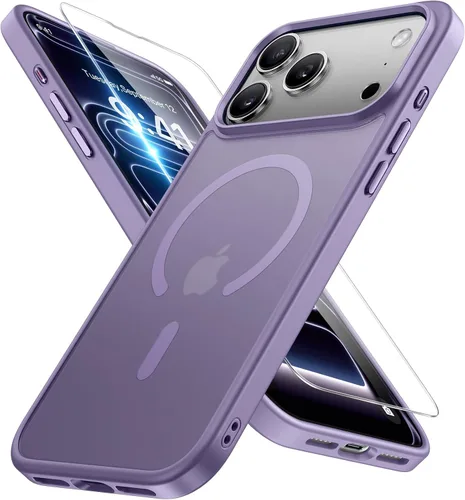 Vista 74 de Miracase - Funda magnética para teléfono 17 (compatible con MagSafe) con protector de pantalla de grado militar, funda mate translúcida antihuellas