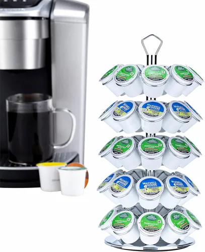Vista 7 de Soporte para cápsulas de café K de almacenamiento de 3 niveles compatible con 27 cápsulas K-Cup 27 vainas-3 niveles