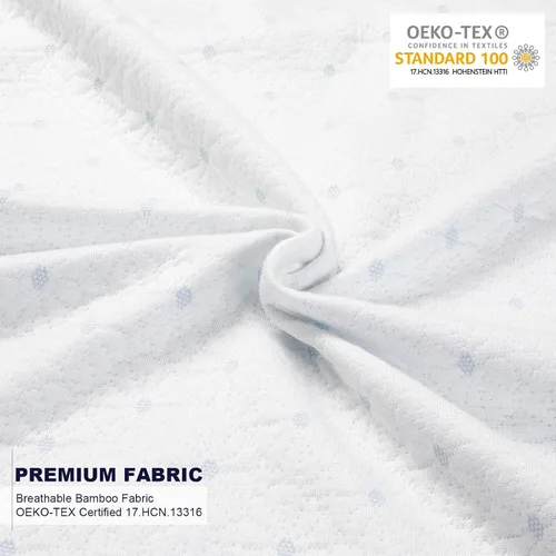 Vista 2 de Ferlizer Funda protectora de colchón individual de 2 pulgadas, certificado Oeko-Tex, funda de bambú con cremallera para cubrecolchón con correas 2