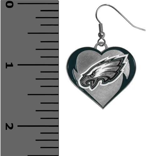 Vista 3 de Siskiyou NFL unisex-adult Heart Dangle Earrings Color del
