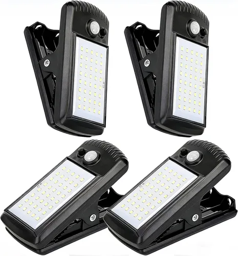 Vista 9 de YJFWAL Paquete de 2 luces solares para exteriores, 40 LED, 3 modos de clip, luces solares de seguridad para exteriores, luces solares con sensor