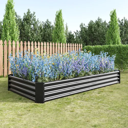 Cama de jardín elevada galvanizada para verduras, jardineras elevadas al aire libre, camas de jardín elevadas de metal, kit de acero para verduras,