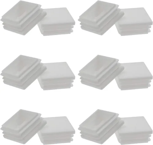 Paquete de 12 tapones cuadrados de plástico blanco de 1.496 in (1 1/2 pulgadas) | Tapa de extremo de poste de tubo, para tubos cuadrados de 1 1/4" a