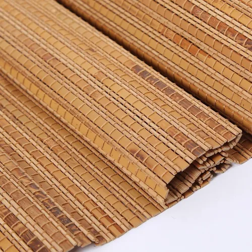 Vista 2 de Persianas romanas de bambú, sin cordón, de nogal personalizado, opacas, oscurecimiento de la habitación, persianas de madera tejida, persianas