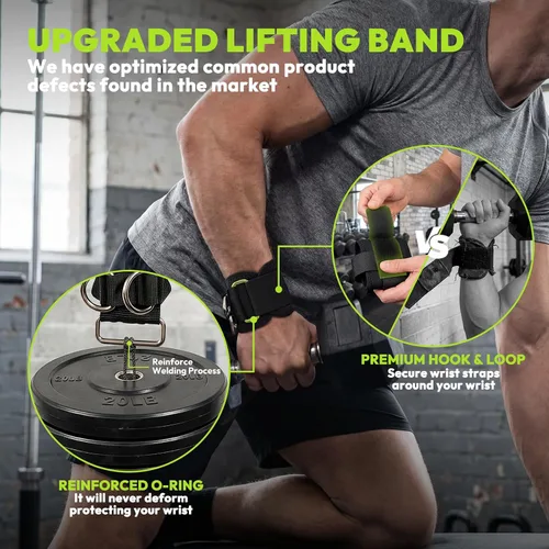 Vista 5 de HANDBODE Lifting Straps, Double D-Ring Weightlifting Wrist Straps Steel Hardware, Two Piece Set, Padded Cuffs, Reinforced Stitching, Adjustable