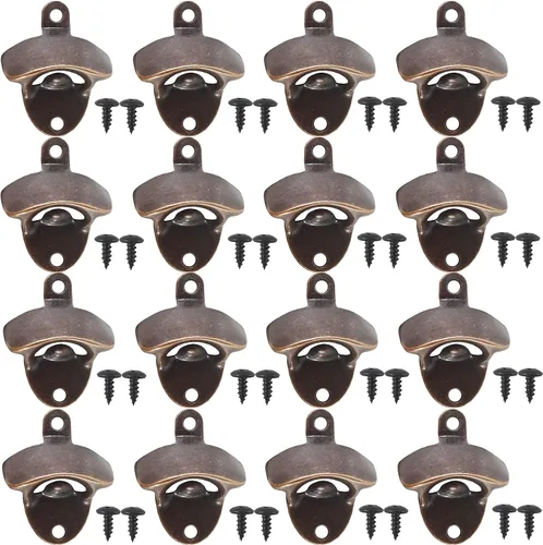 ROYHOO Abrebotellas de pared, 16 piezas, abridor de cerveza vintage con tornillos de montaje, juego para tapa de cerveza, botella de Coca-Cola,