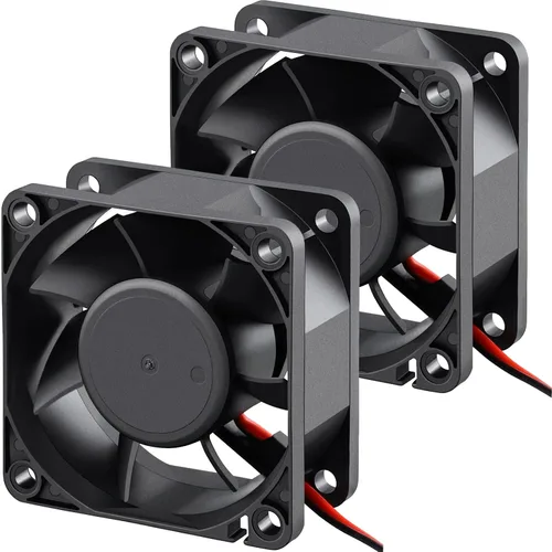 GDSTIME Ventilador de enfriamiento DC sin escobillas de doble bola de 2.362 in x 2.362 in x 0.984 in 12 V 2 pines 2 piezas | 4500RPM, alta