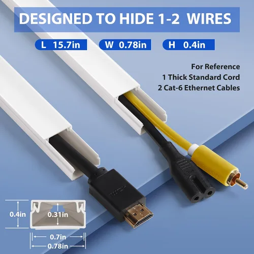 Vista 3 de Kit de pared para ocultar cables de 157 pulgadas, para 1 cable grueso