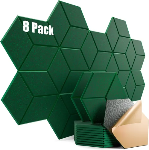 Vista 46 de Paquete de 18 paneles acústicos autoadhesivos de 12 x 10 x 0.4 pulgadas, paneles de espuma a prueba de sonido para pared con diseño forrado en Y