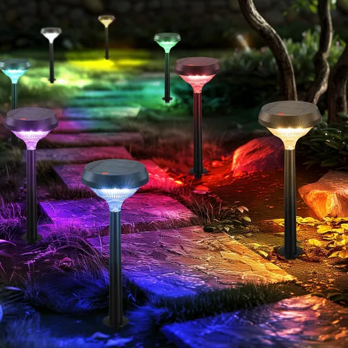 Linkind - Paquete de 8 luces solares para exteriores, luces solares que cambian de color | Multicolor/blanco cálido/blanco frío luces solares al