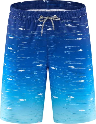 Vista 42 de APTRO Traje de baño para hombre, traje de baño de secado rápido de 9 pulgadas, trajes de baño de playa grandes y altos #15 Gris degradado