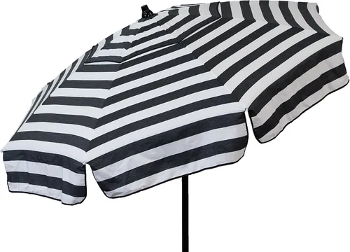 Vista 12 de Heininger DestinationGear 6' Acrylic Striped Pole Umbrella negro y blanco