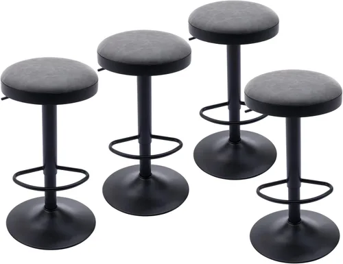 Vista 10 de CIMOTA Juego de 2 taburetes de bar redondos giratorios con espalda descubierta ajustable, taburete de bar moderno industrial para cocina, hogar