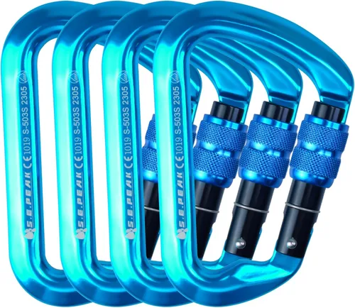 Vista 10 de SEPEAK UIAA - Mosquetón de escalada con bloqueo de 30 kN, clip profesional para puerta de tornillo resistente para escalada al aire libre