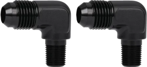 Vista 27 de 3AN macho Flare a 1/4 NPT tubo macho 90 grados codo adaptador unión aluminio negro