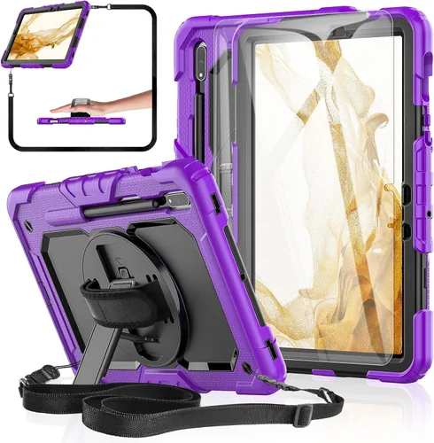 Vista 11 de Funda para Samsung Galaxy Tab S8/S7 de 11 pulgadas 5G Funda para Tableta 2022/2020, [con Protector de Pantalla de Vidrio Templado], Soporte Negro