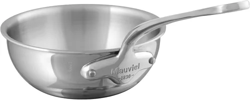 Mauviel M'Cook - Sartén de chef de acero inoxidable pulido de 5 capas con mango de acero inoxidable fundido, 2.1 cuartos de galón, fabricado en