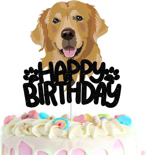 Decoración para pastel de perro - Golden Retriever Theme Happy Birthday Party Decortaons - Decoración de reunión familiar Labrador
