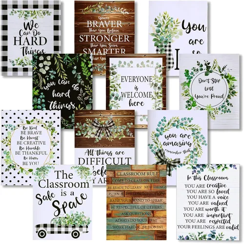 Sepamoon 12 piezas de decoración de aula de granja, póster motivacional de