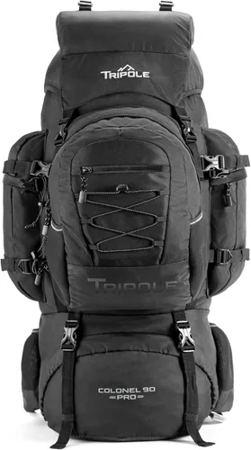 Vista 8 de Tripole Colonel Pro - Mochila con marco de metal, apertura frontal, bolsa desmontable, Negro