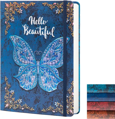 B5 Hardcover Journal for Women & Men -Butterfly Aesthetic Lined Notebook Azul