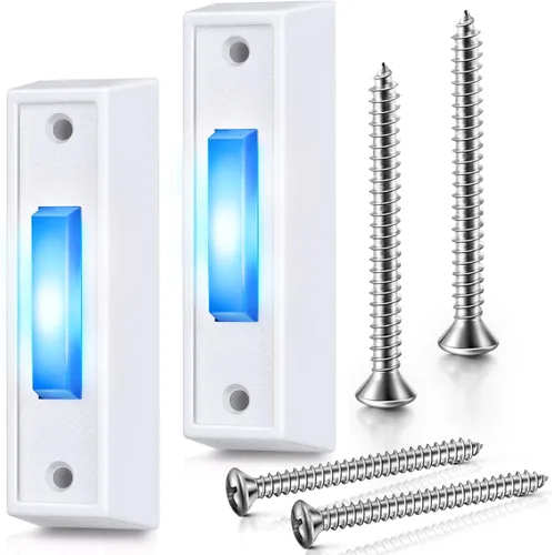 Vista 12 de 1 botón de timbre iluminado con cable, interruptor LED azul, negro, luz azul