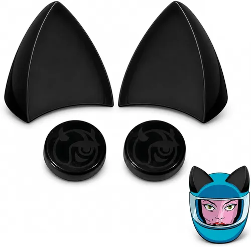 MagNeatOhz - Orejas de gato para casco, accesorio magnético e intercambiable para casco de gatito, par Negro