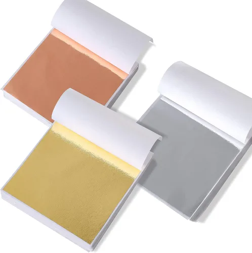 DECONICER 300 hojas de hojas de oro de imitación para resina. 3 hojas de lámina dorada multicolor (oro, plata, oro rosa) son adecuadas para arte