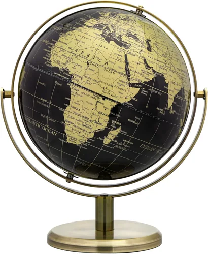 Vista 10 de Exerz 5,5 pulgadas mini globo mundial negro oro inglés mapa bronce soporte 5.5 in