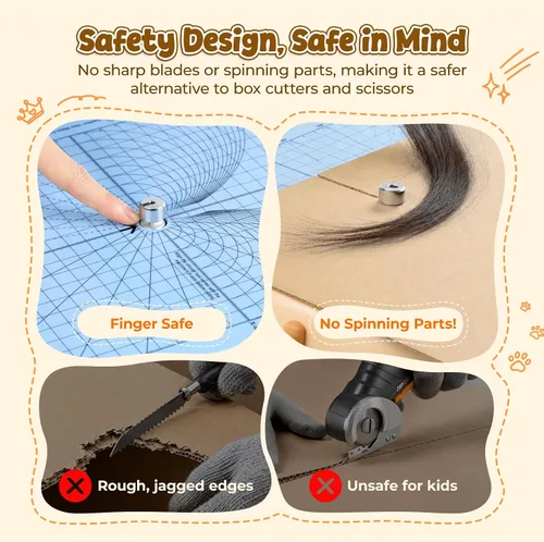 Vista 5 de HTVRONT Cortador de cartón para niños, cortador de cartón seguro para niños Sin cuchillas afiladas para mayores de 4 años, juguetes STEM para niños