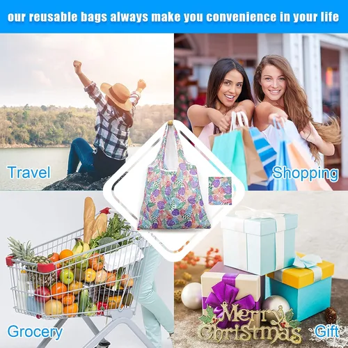 Vista 5 de 6 bolsas de comestibles reutilizables extragrandes de 50 libras, bolsas de compras plegables para comestibles, bolsa de playa, bolsas de nailon