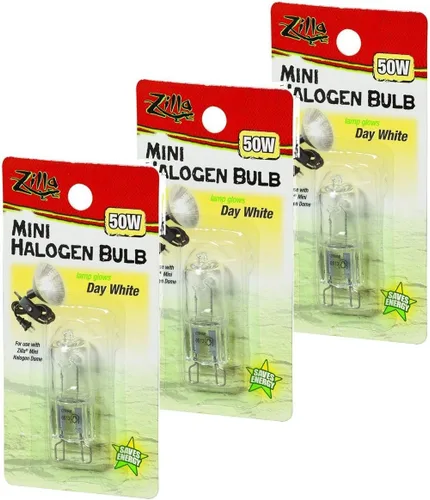 Zilla Mini lámpara halógena para reptiles, 50 vatios, blanco diurno (paquete de 3)