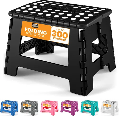 Utopia Home - Taburete plegable, taburete de pie de 9 pulgadas de ancho, soporta hasta 300 libras, de plástico ligero para cocina, baño y sala de