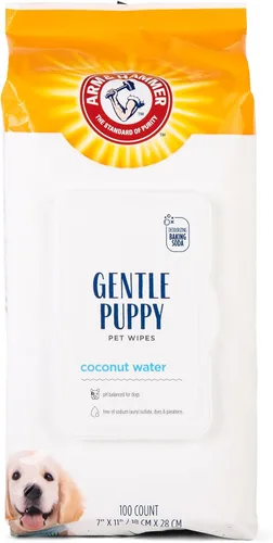 Arm & Hammer Toallitas de aseo para perros - Toallita desodorizante natural para mascotas con coco - Artículos esenciales y suministros de viaje