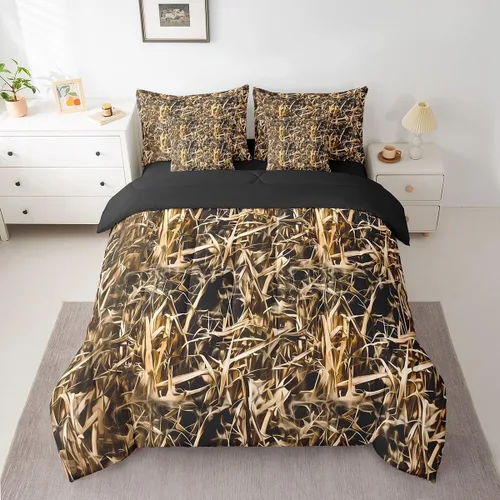 Vista 54 de Feelyou Juego de edredón botancial de camuflaje con bandera estadounidense Branch Hunting All Season - Juego de cama transpirable para decoración