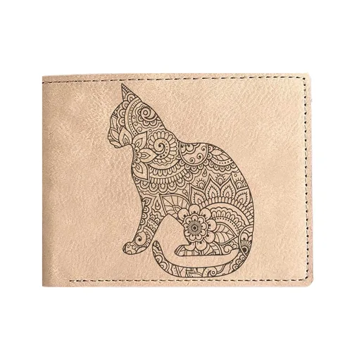 Cat Mandala Leather Wallet: Unique Design, Perfect Gift for Cat Lovers - Ideal for Mom, Sister, Friend on Christmas, Birthday