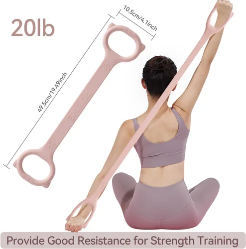 Vista 3 de Figure 8 Workout Resistance Band - 3 Elasticities Optional 20 30 40lb, Thicker Durable Arm Back Shoulder Exercise Elastic Rope Yoga Straps Pilates