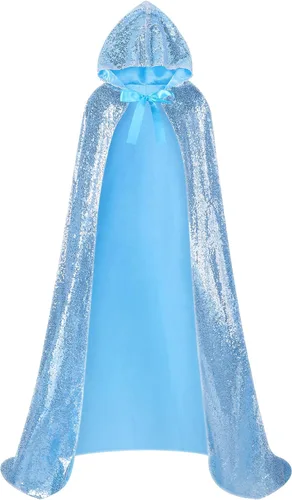 Vista 6 de Suhine Capa de lentejuelas con capucha de princesa Cosplay Blanco deslumbrante